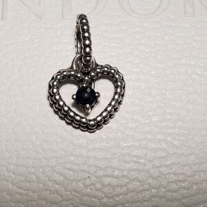 Pandora Navy Blue Beaded Heart Dangle Charm